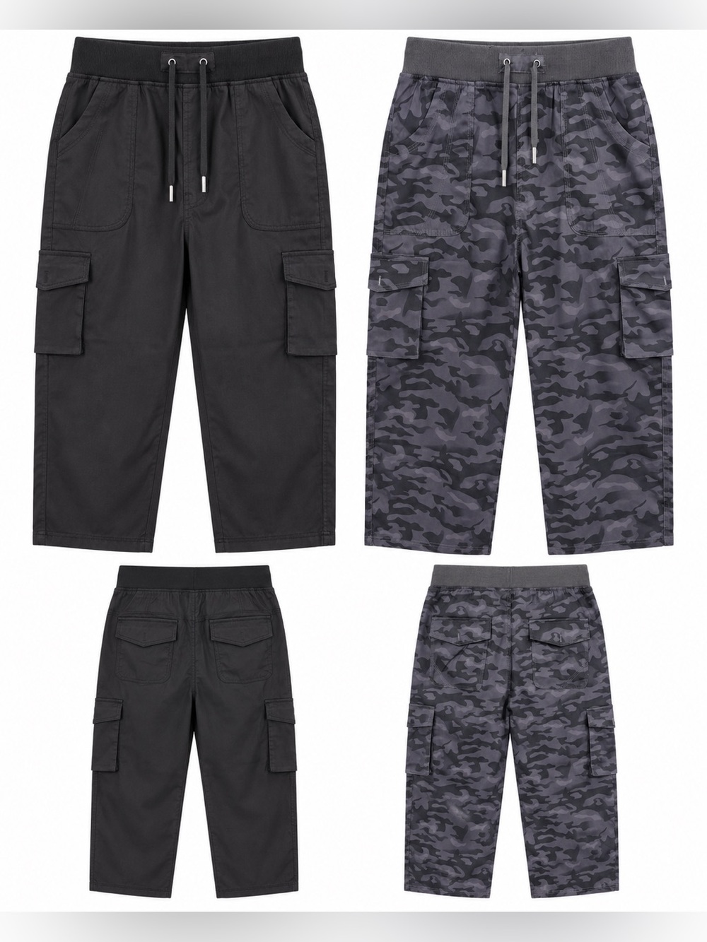 2 Pair Cargo Pants Bundle L NWOT Black + Camo Cropped Utility Streetwear